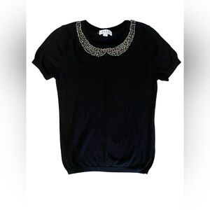 ELLE Diamond Bling Collar Blouse Top Sweater